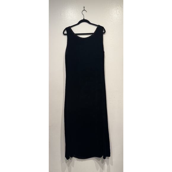 Astoria Designs Black Silk Blend Velvet Maxi Dress XL Whimsigoth Floral Trim - Picture 6 of 7